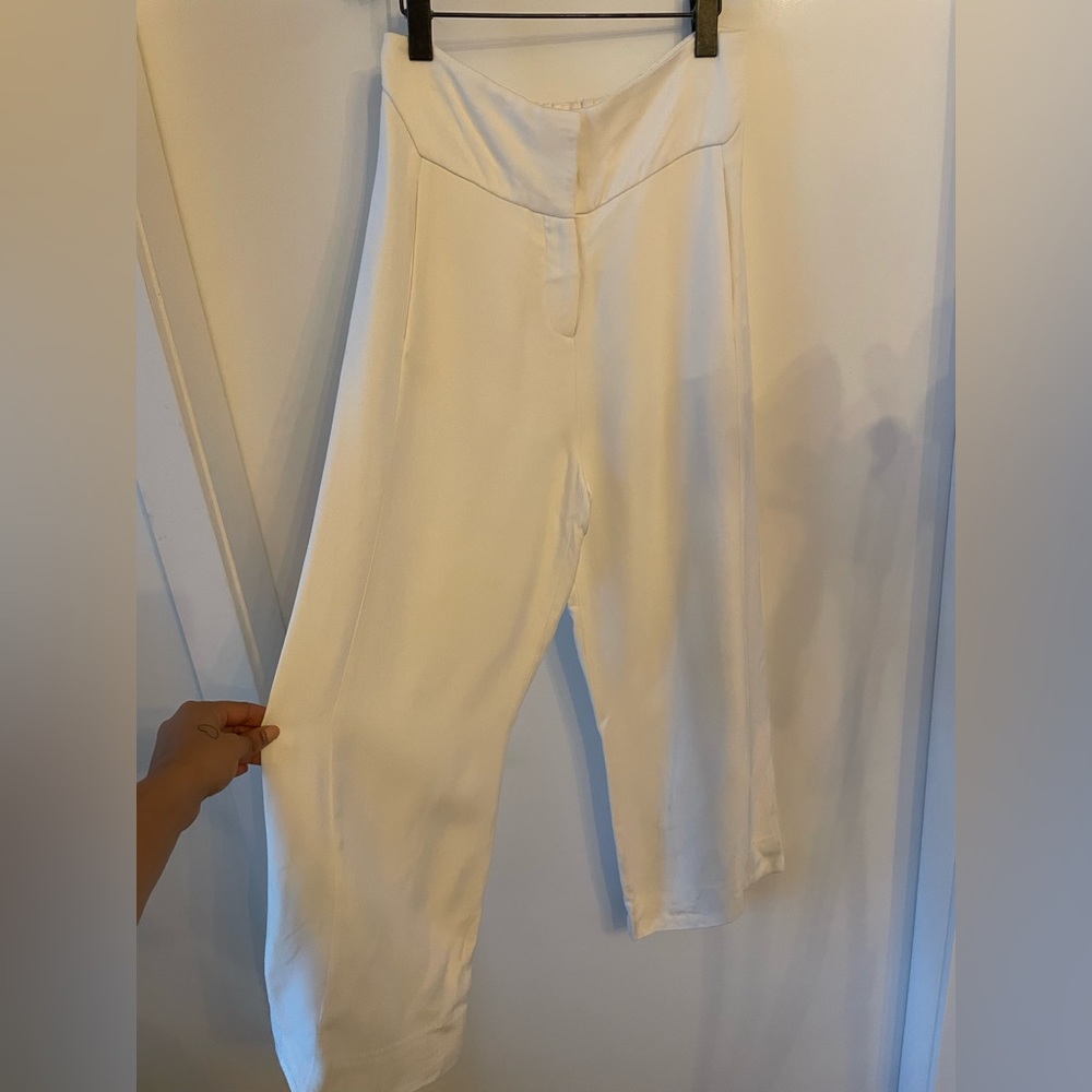 Wide Leg Cream Suit Pants